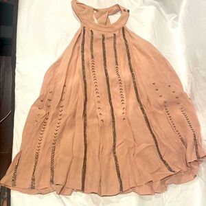 Free People - Peach Halter Dress with Embroidered Beads